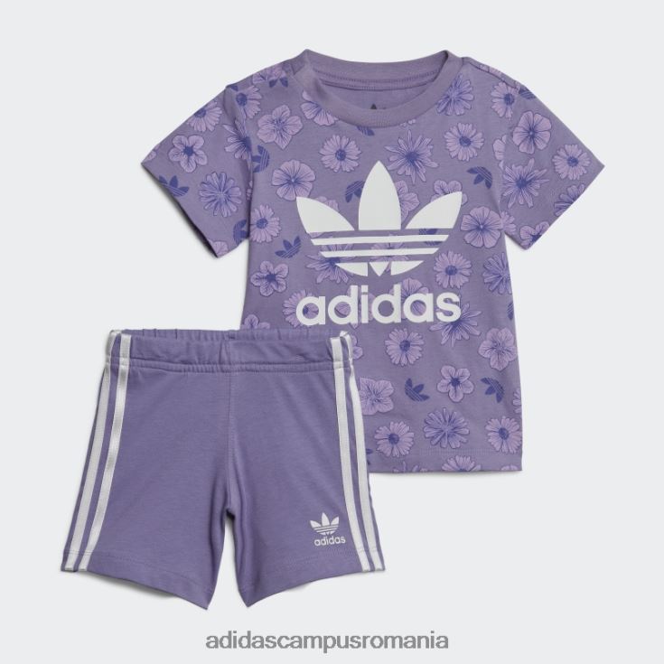 adidas campus romania set de tricou și pantaloni scurți floral liliac copii liliac/multicolor J266N218793