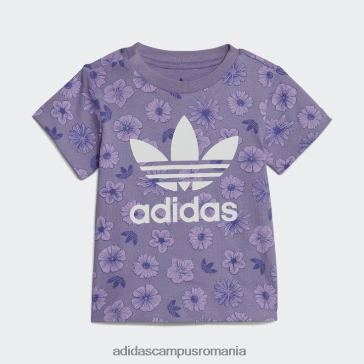 adidas campus romania set de tricou și pantaloni scurți floral liliac copii liliac/multicolor J266N218793
