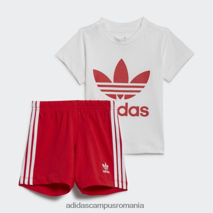 adidas campus romania set tricou cu pantaloni scurți trefoil alb copii alb roșu J266N218844