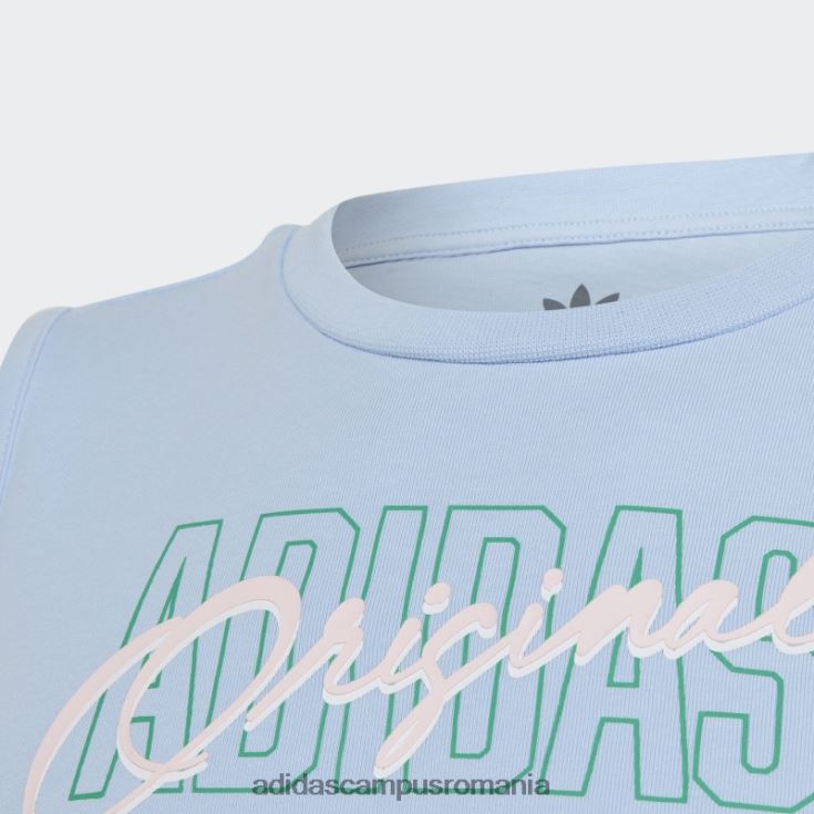 adidas campus romania top crop cu imprimeu grafic albastru zori moda copii zori albastre J266N219172