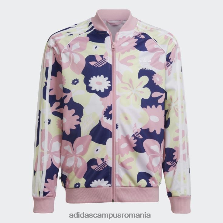 adidas campus romania top cu traseu sst cu imprimeu floral alb copii alb/roz adevărat/lime/indigo J266N219291