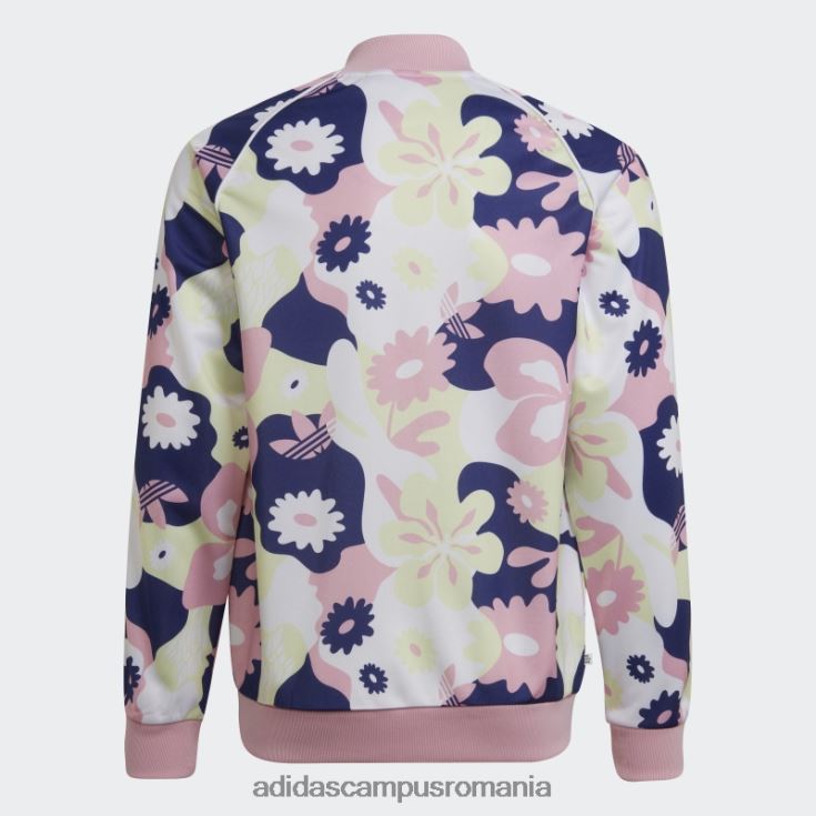 adidas campus romania top cu traseu sst cu imprimeu floral alb copii alb/roz adevărat/lime/indigo J266N219291