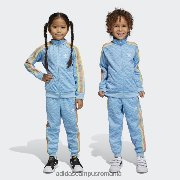 adidas campus romania trening cu imprimeu monogramă albastru copii albastru/albastru deschis J266N211882