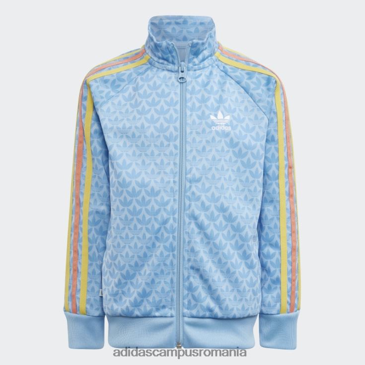 adidas campus romania trening cu imprimeu monogramă de modă albastru deschis copii albastru/albastru deschis J266N23366