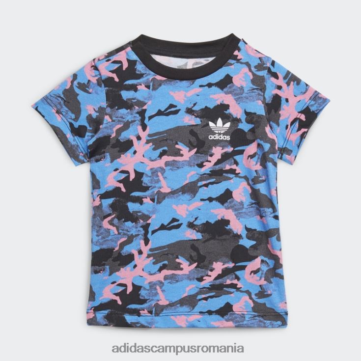 adidas campus romania tricou camo cu imprimeu peste tot, albastru copii albastru/carbon/negru/roz J266N218847