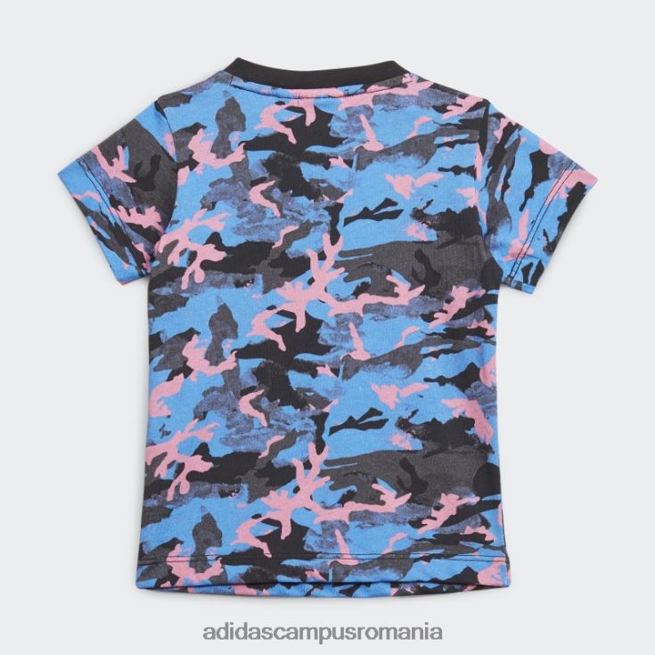 adidas campus romania tricou camo cu imprimeu peste tot, albastru copii albastru/carbon/negru/roz J266N218847