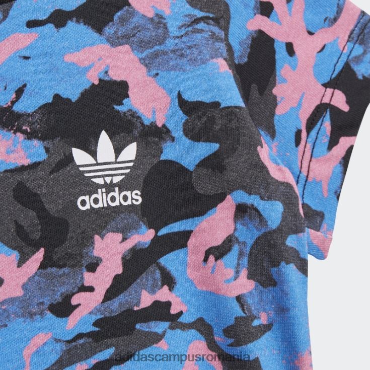 adidas campus romania tricou camo cu imprimeu peste tot, albastru copii albastru/carbon/negru/roz J266N218847