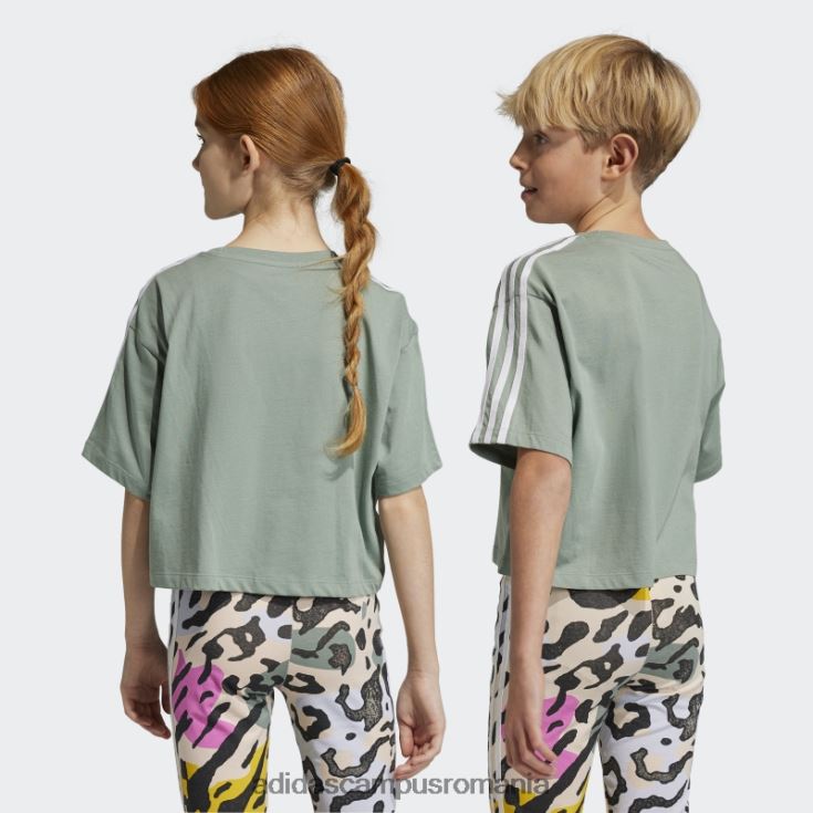adidas campus romania tricou crop cu imprimeu animal verde argintiu copii verde argintiu J266N211675