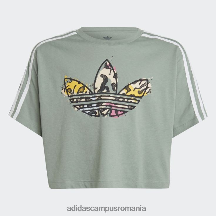adidas campus romania tricou crop cu imprimeu animal verde argintiu copii verde argintiu J266N211675