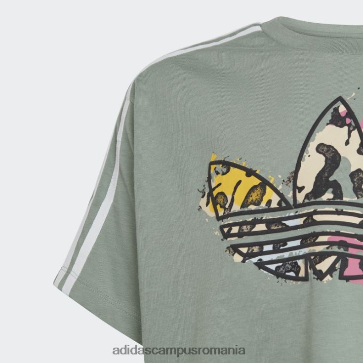 adidas campus romania tricou crop cu imprimeu animal verde argintiu copii verde argintiu J266N211675