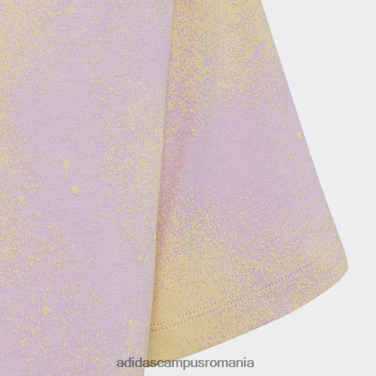 adidas campus romania tricou decupat liliac cu imprimeu grafic copii liliac/galben J266N212161