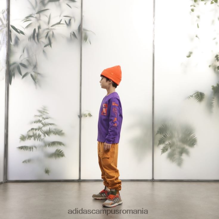 adidas campus romania tricou grafic cu mânecă lungă moda violet copii Violet J266N23409