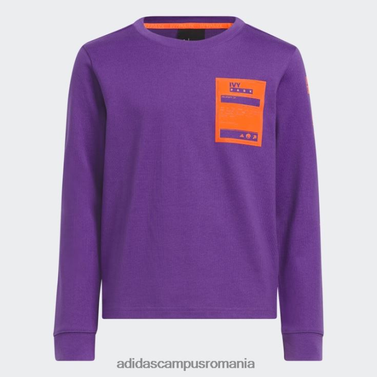 adidas campus romania tricou grafic cu mânecă lungă moda violet copii Violet J266N23409
