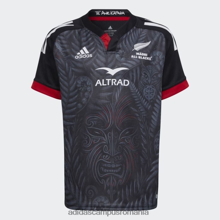 adidas campus romania maori all blacks rugby replica home tricou negru copii negru/alb/stacojiu J266N218722