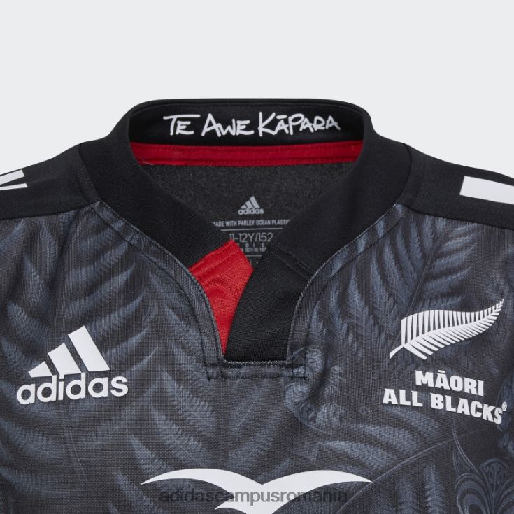 adidas campus romania maori all blacks rugby replica home tricou negru copii negru/alb/stacojiu J266N218722