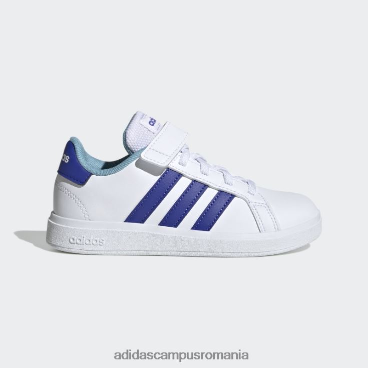 adidas campus romania Grand Court Court din dantelă elastică și pantofi cu curea superioară albastru copii alb/albastru J266N211228