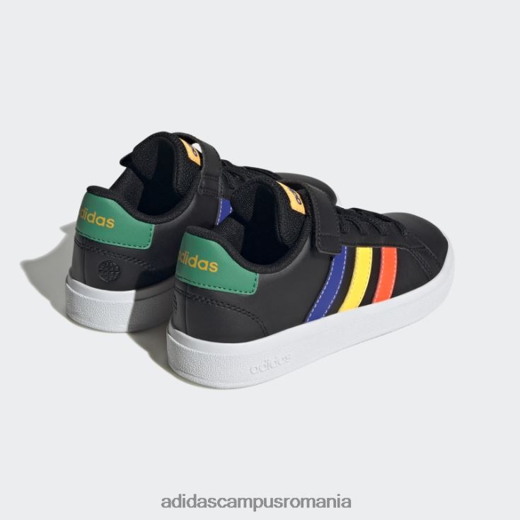 adidas campus romania Grand Court Court din dantela elastica si pantofi cu curea superioara adidas negri copii negru/albastru/verde curte J266N211268