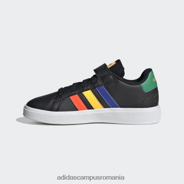 adidas campus romania Grand Court Court din dantela elastica si pantofi cu curea superioara adidas negri copii negru/albastru/verde curte J266N211268