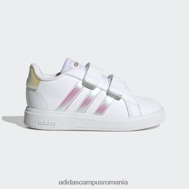 adidas campus romania Grand Court Lifestyle Court pantofi cu cârlig și buclă albi copii alb/iridescent J266N217827