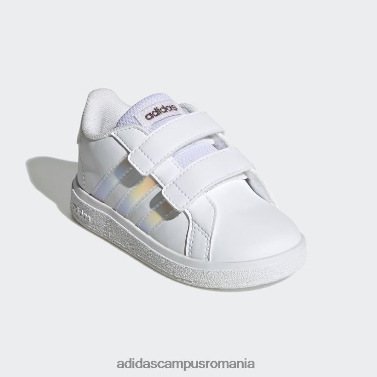 adidas campus romania Grand Court Lifestyle Court pantofi cu cârlig și buclă albi copii alb/iridescent J266N217827