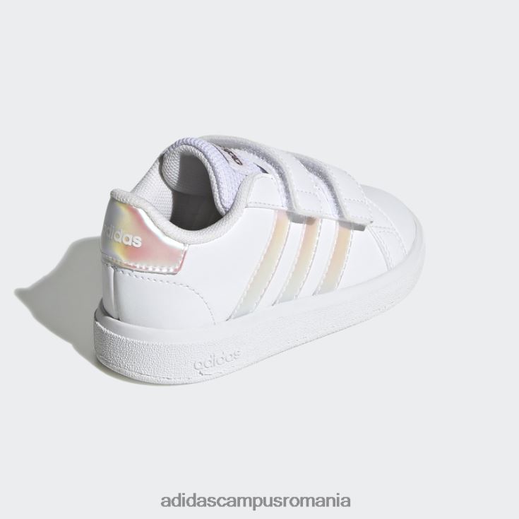 adidas campus romania Grand Court Lifestyle Court pantofi cu cârlig și buclă albi copii alb/iridescent J266N217827