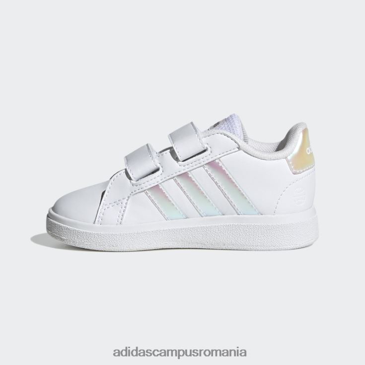 adidas campus romania Grand Court Lifestyle Court pantofi cu cârlig și buclă albi copii alb/iridescent J266N217827