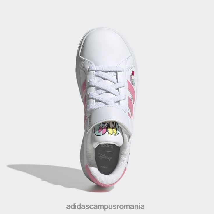 adidas campus romania alb x disney grand court minnie mouse sireturi elastice pantofi cu curea superioara moda copii alb/roz/gri J266N211522