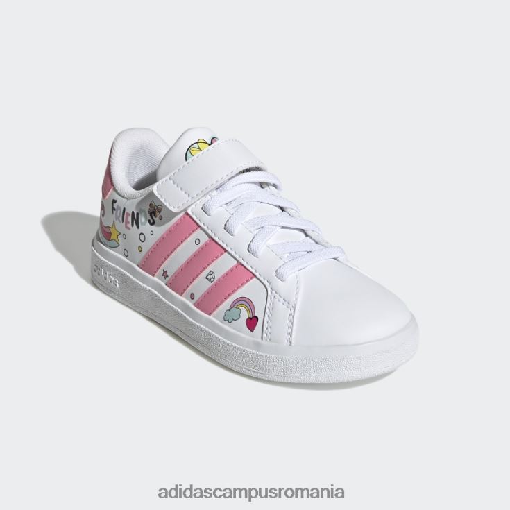 adidas campus romania alb x disney grand court minnie mouse sireturi elastice pantofi cu curea superioara moda copii alb/roz/gri J266N211522
