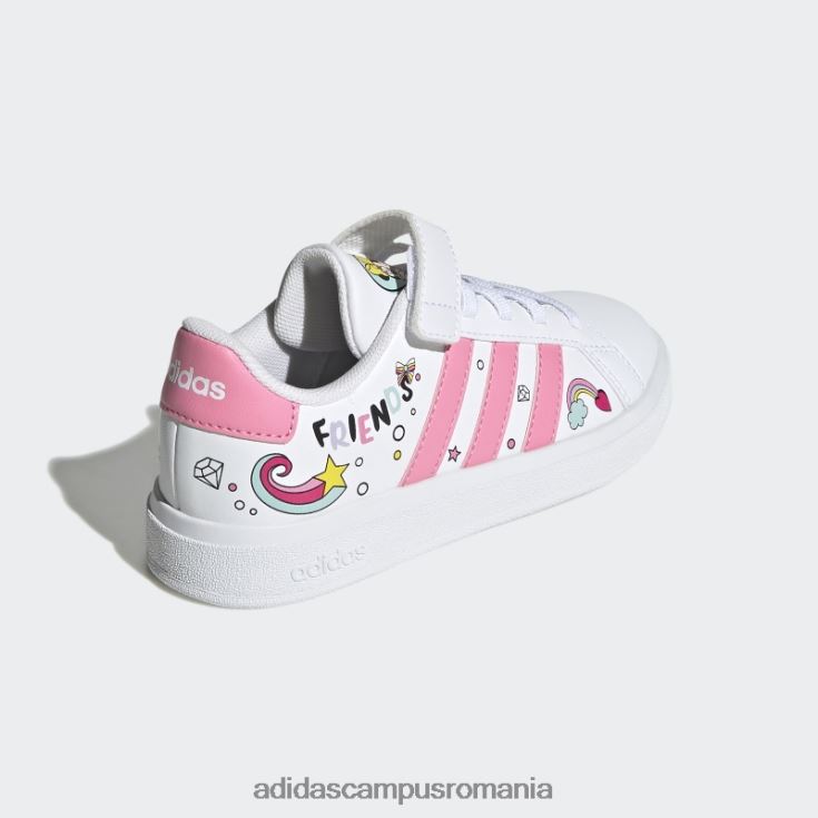 adidas campus romania alb x disney grand court minnie mouse sireturi elastice pantofi cu curea superioara moda copii alb/roz/gri J266N211522