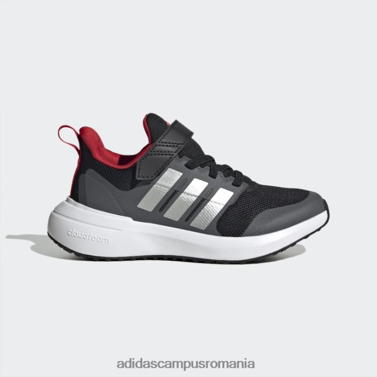adidas campus romania argintiu fortarun 2.0 cloudfoam pantofi cu curea din dantela elastica copii negru/argintiu/stacojiu J266N23524