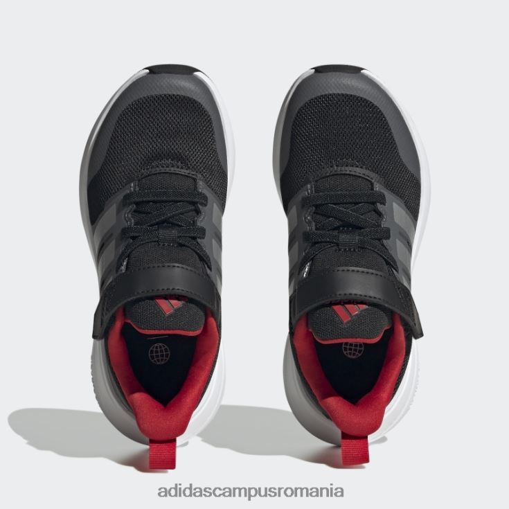 adidas campus romania argintiu fortarun 2.0 cloudfoam pantofi cu curea din dantela elastica copii negru/argintiu/stacojiu J266N23524