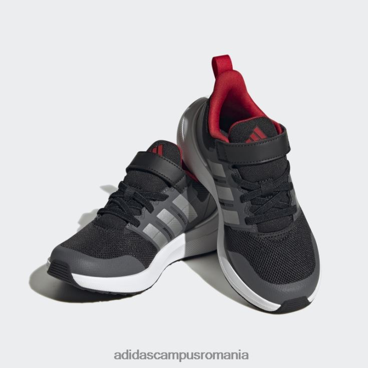adidas campus romania argintiu fortarun 2.0 cloudfoam pantofi cu curea din dantela elastica copii negru/argintiu/stacojiu J266N23524