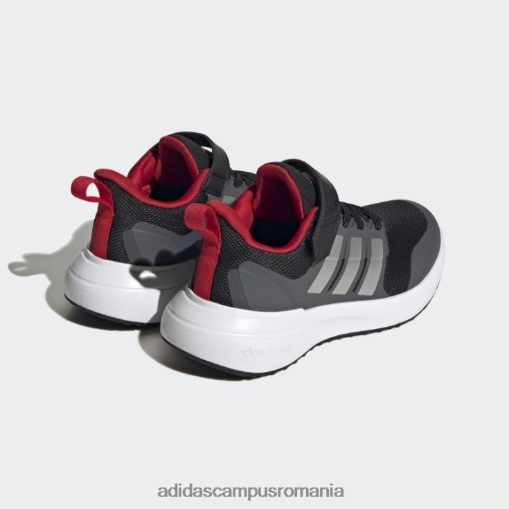 adidas campus romania argintiu fortarun 2.0 cloudfoam pantofi cu curea din dantela elastica copii negru/argintiu/stacojiu J266N23524