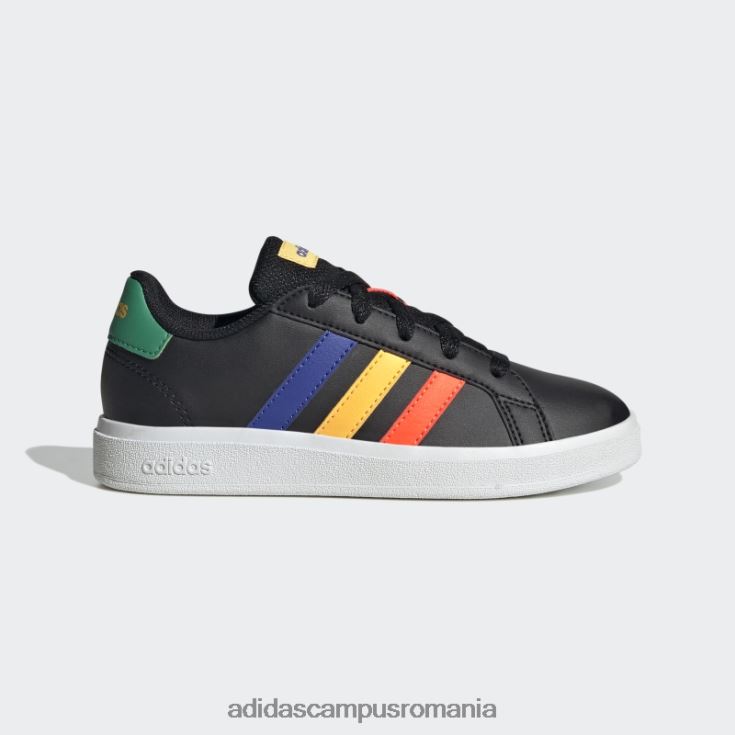 adidas campus romania court green grand court lifestyle pantofi de tenis cu șireturi copii negru/albastru/verde curte J266N217631