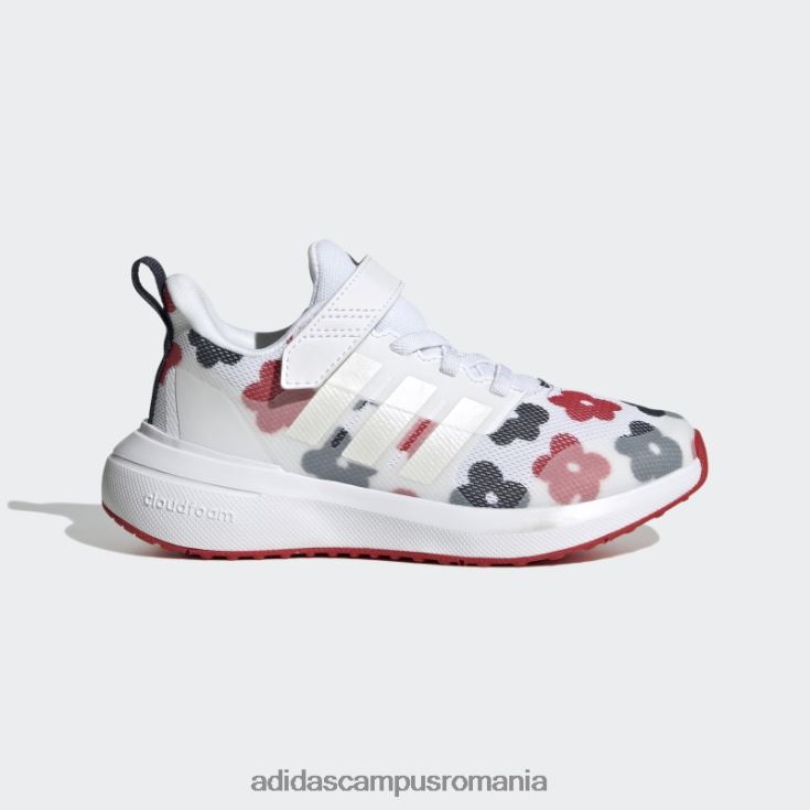 adidas campus romania fortarun 2.0 cloudfoam pantofi cu bretele din dantela elastica zero metalic copii alb/zero metalic/stacojiu J266N218019