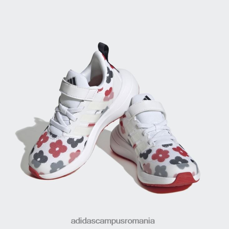 adidas campus romania fortarun 2.0 cloudfoam pantofi cu bretele din dantela elastica zero metalic copii alb/zero metalic/stacojiu J266N218019