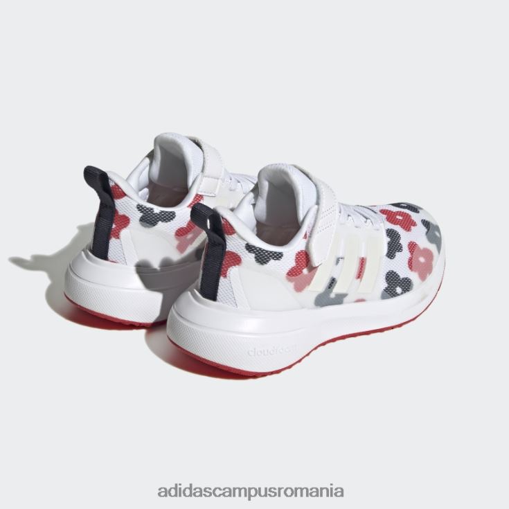 adidas campus romania fortarun 2.0 cloudfoam pantofi cu bretele din dantela elastica zero metalic copii alb/zero metalic/stacojiu J266N218019