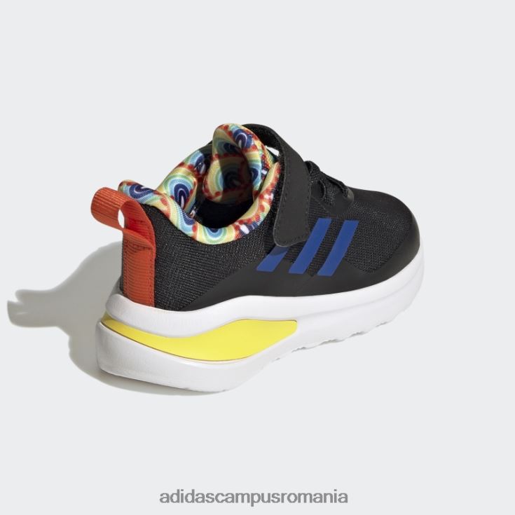 adidas campus romania fortarun sport running pantofi cu dantela elastica si cu curea de sus neagra copii negru/albastru regal/galben J266N23596