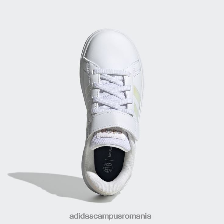 adidas campus romania grand court lifestyle court din dantelă elastică și pantofi cu curea superioară irizați copii alb/iridescent J266N211431