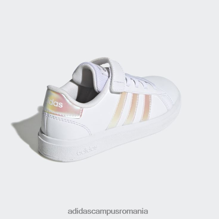 adidas campus romania grand court lifestyle court din dantelă elastică și pantofi cu curea superioară irizați copii alb/iridescent J266N211431