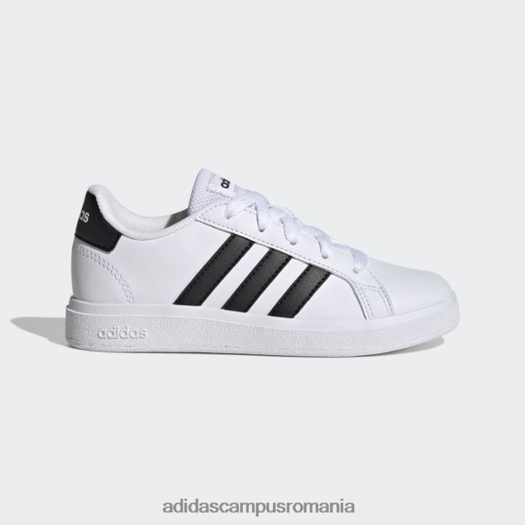 adidas campus romania grand court lifestyle tenis pantofi cu sireturi moda neagra copii alb negru J266N211416