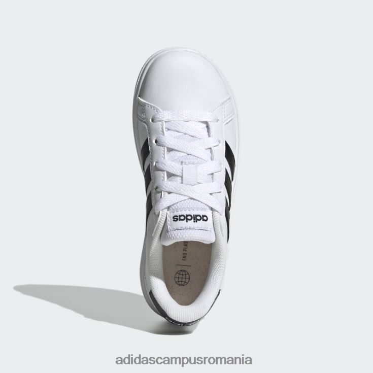 adidas campus romania grand court lifestyle tenis pantofi cu sireturi moda neagra copii alb negru J266N211416