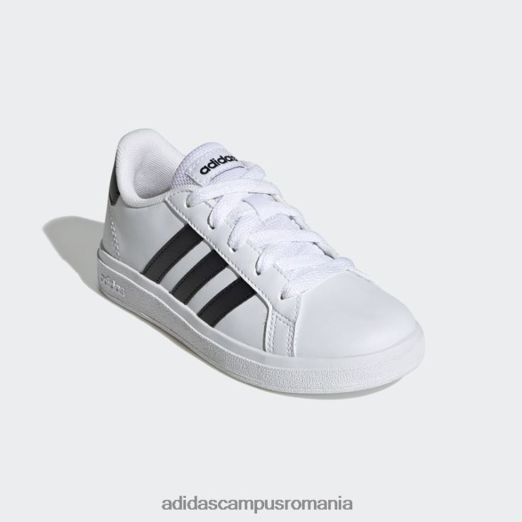 adidas campus romania grand court lifestyle tenis pantofi cu sireturi moda neagra copii alb negru J266N211416