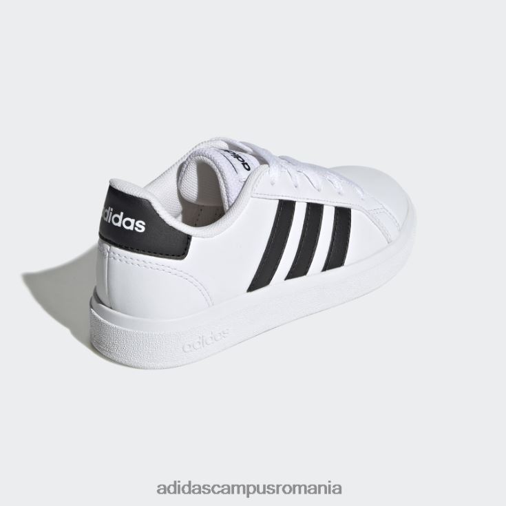 adidas campus romania grand court lifestyle tenis pantofi cu sireturi moda neagra copii alb negru J266N211416