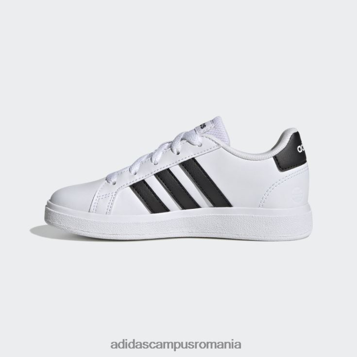 adidas campus romania grand court lifestyle tenis pantofi cu sireturi moda neagra copii alb negru J266N211416