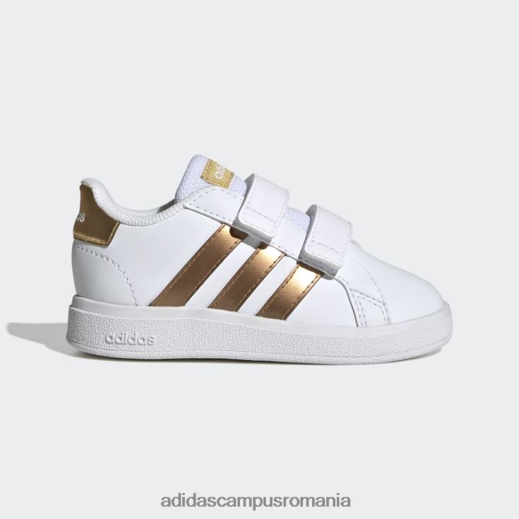 adidas campus romania grand court pantofi cu cârlig și buclă stil de viață sustenabil alb copii aur alb/mat J266N211359