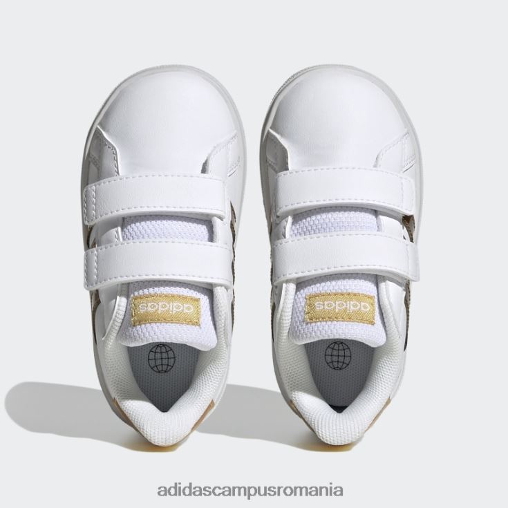 adidas campus romania grand court pantofi cu cârlig și buclă stil de viață sustenabil alb copii aur alb/mat J266N211359