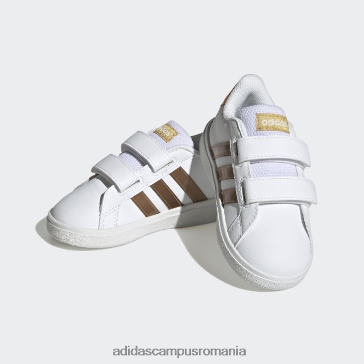 adidas campus romania grand court pantofi cu cârlig și buclă stil de viață sustenabil alb copii aur alb/mat J266N211359