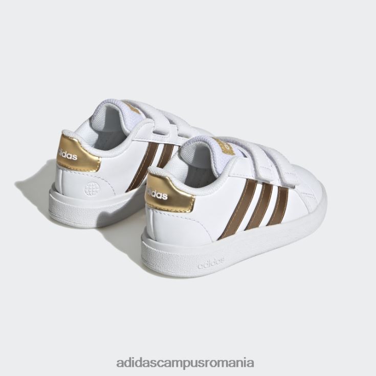 adidas campus romania grand court pantofi cu cârlig și buclă stil de viață sustenabil alb copii aur alb/mat J266N211359