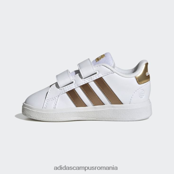 adidas campus romania grand court pantofi cu cârlig și buclă stil de viață sustenabil alb copii aur alb/mat J266N211359